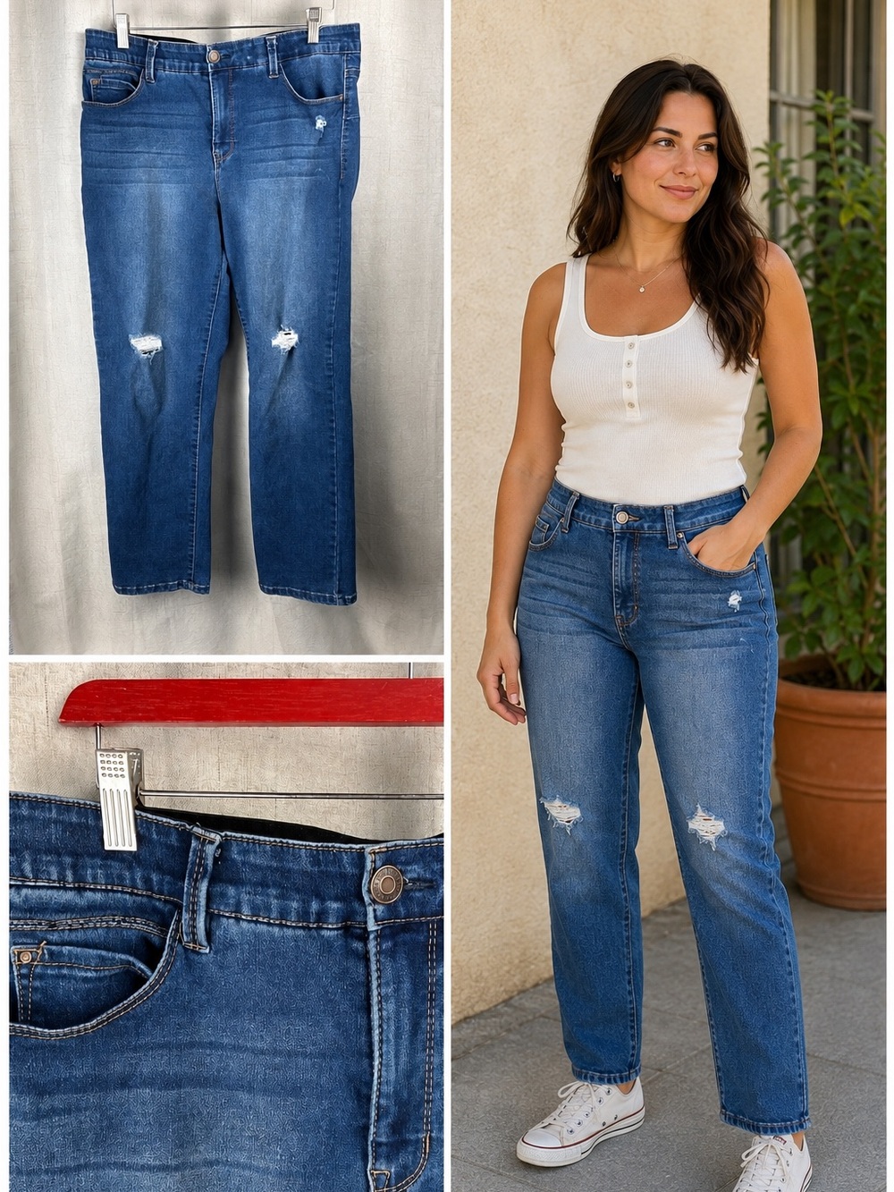 Angels Forever Young Jeanie Booty Lift Straight Jeans Womens 14 Blue High Rise